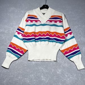 Vintage Tyrolia Skiwear Women’s Size Small Cropped Ribbed Long Sleeve Sweater